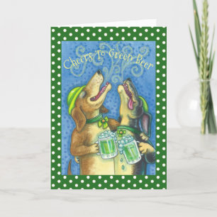 IRISH HOUNDS GREEN BIEN, DOG GREETING CARD Verse Karte