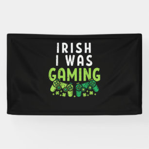 Irish I Gaming Funny St Patricks Day Gamer Boy Banner