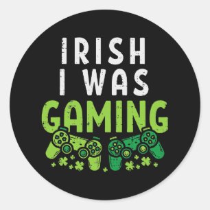 Irish I Gaming Funny St Patricks Day Gamer Runder Aufkleber