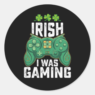 Irish I Gaming Gamer Games St Patrick's Day Runder Aufkleber