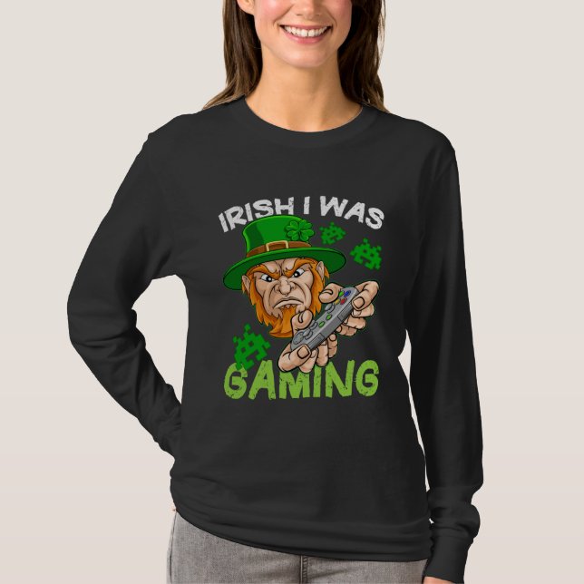 Irish I Was Gaming St Patricks Day Gamer Boys Men T-Shirt (Vorderseite)