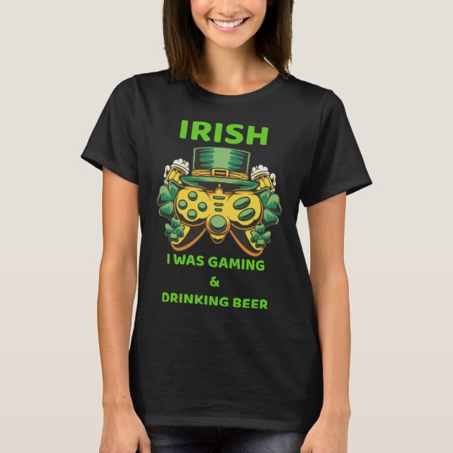 Irish I Was Gaming St Patricks Day Gamer Shamrock  T-Shirt (Vorderseite)