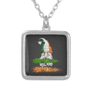 *~* IRISH IRLAND GNOME Abstrakte Flagge Versilberte Kette