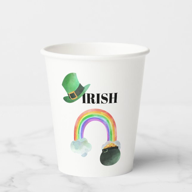 *~* IRISH IRLAND Patriot Rainbow Pot Gold Pappbecher (Vorderseite)