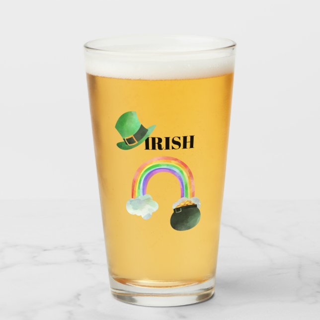 ** IRISH IRLAND Patriot Rainbow Pot of Gold Beer Glas (Vorne (Gefüllt))