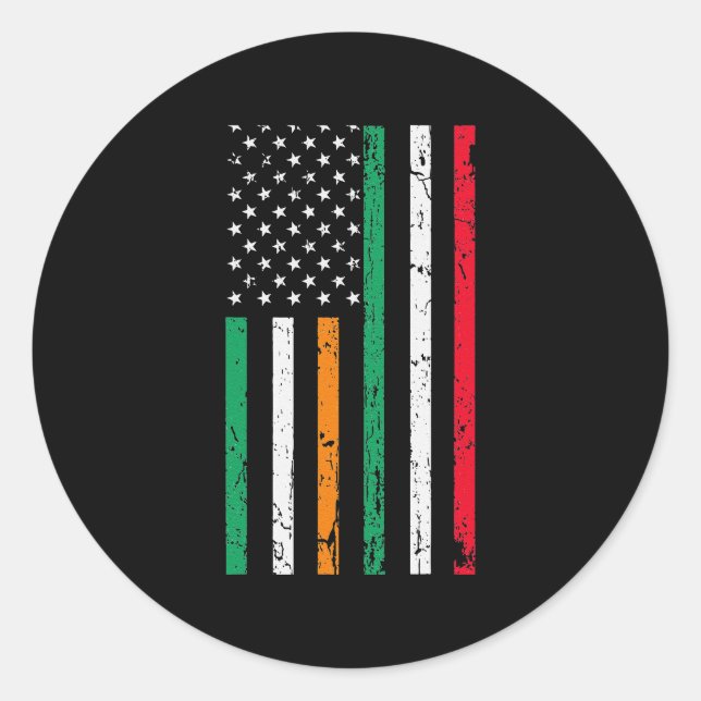 Irish Italian American Flag Irland Italien Prix Runder Aufkleber (Vorderseite)