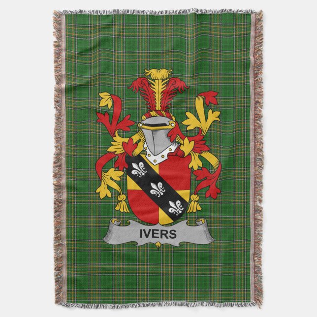 Irish Ivers Coat of Arms Familienwappen Irland Decke (Vorderseite Vertikal)