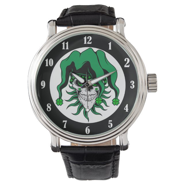 Irish Jester Skull Armbanduhr (Vorderseite)