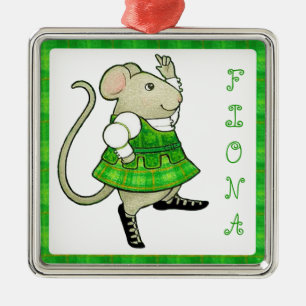IRISH JIG MAUS Premium Quadratischer Weihnachtssch Ornament Aus Metall