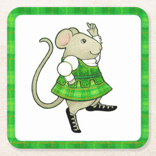 IRISH JIG MAUS Quadrate Untersetzer aus Papier II