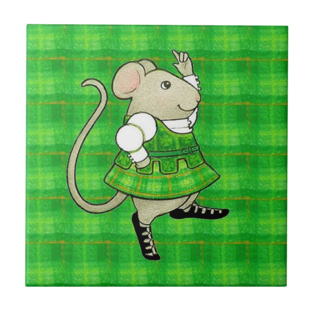 IRISH JIG MOUSE 4.25x4.25 Keramik Tile Fliese (Vorderseite)