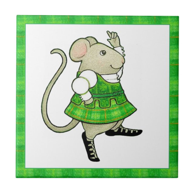 IRISH JIG MOUSE 4.25x4.25 Keramik Tile II Fliese (Vorderseite)