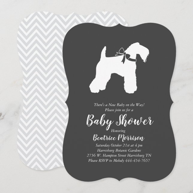 Irish Kerry Blue Te Dog Baby Shower Gender Neutral Einladung (Vorne/Hinten)