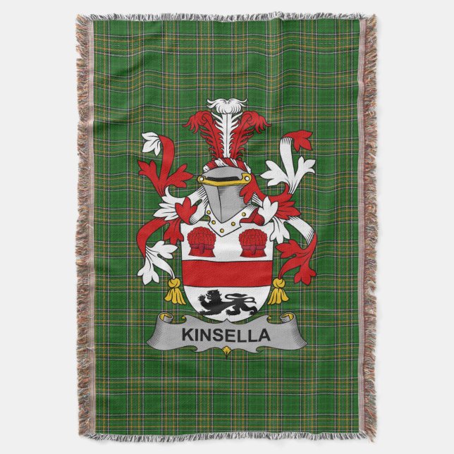 Irish Kinsella oder Kinsellagh Coat of Arms Family Decke (Vorderseite Vertikal)