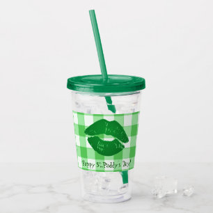Irish Kiss zum Green Gingham St. Paddy's Day Acryltrinkbecher