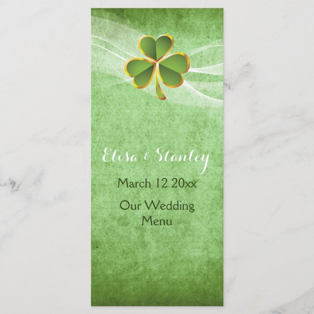 Irish Klee & Schleier Hochzeit grüne Karte (Vorderseite)