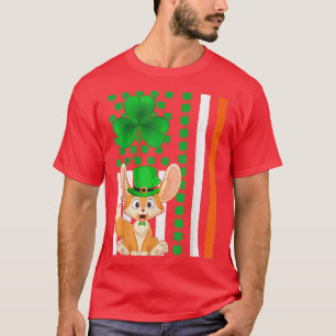 Irish Kleeblatt American Flag Fox St Patrick T-Shirt