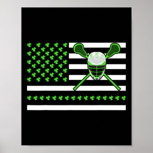 Irish Kleeblatt American Flag Lacrosse St Patrick' Poster