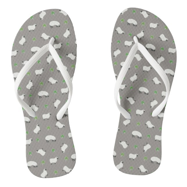 Irish Kleeblatt and Sheep Pattern Flip Flops (Fußbett)