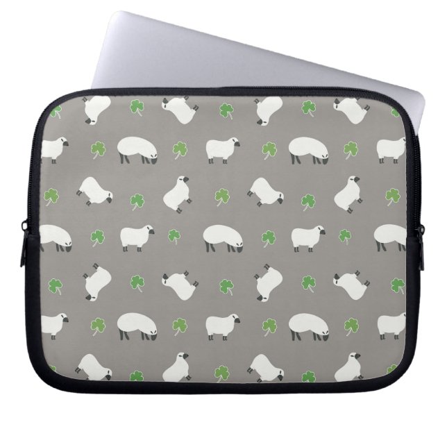 Irish Kleeblatt and Sheep Pattern Laptopschutzhülle (Vorderseite)