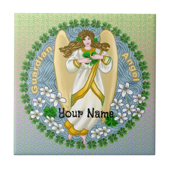Irish Kleeblatt Angel Tile Fliese (Vorderseite)