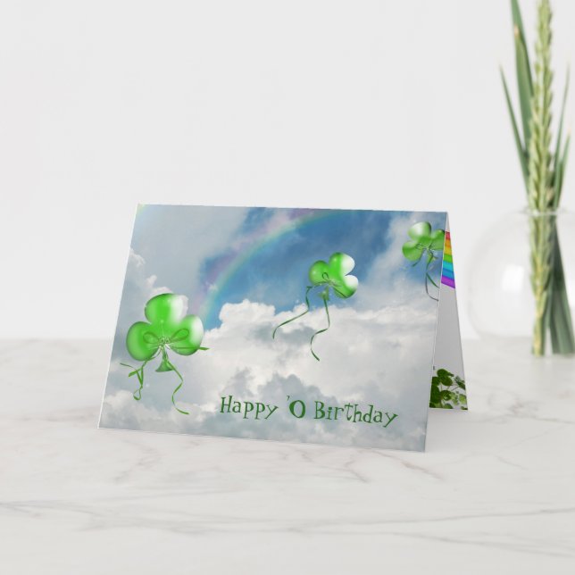 Irish Kleeblatt Birthday Balloons Karte (Vorderseite)
