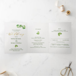 Irish Kleeblatt & Celtic Knot, UAWG, Öko Wedding Dreifach Gefaltete Einladung