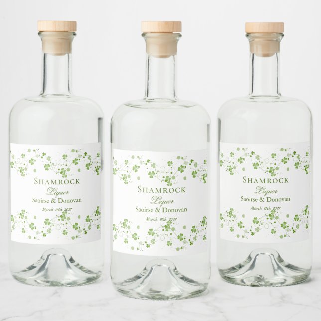 Irish Kleeblatt Clover Wedding Alkoholflaschenetikett (Flaschen)
