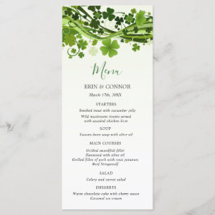 Irish Kleeblatt (Clover) Wedding Menu Menükarte