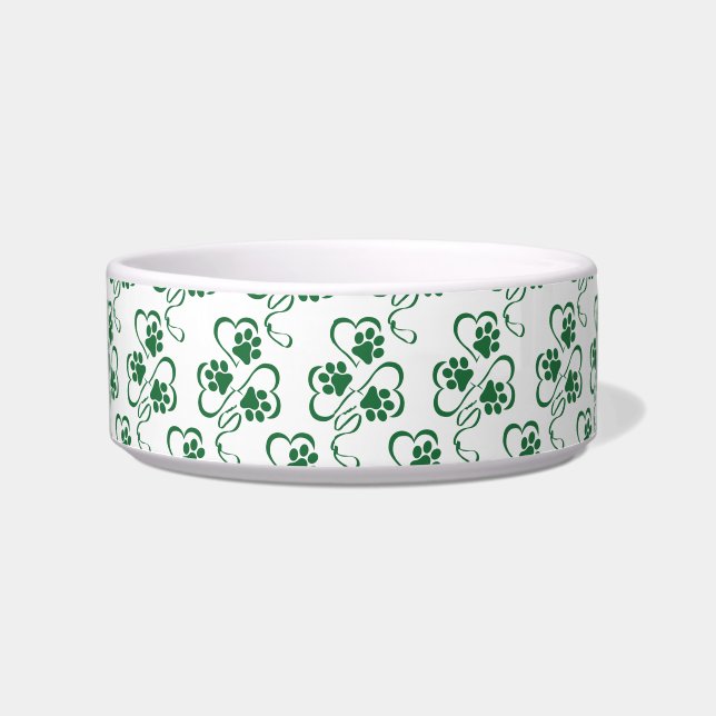 Irish Kleeblatt Dog Paw Print Napf (Vorderseite)