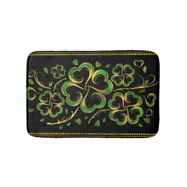 Irish Kleeblatt Four-leaf Lucky Clover Badematte (Vorderseite)