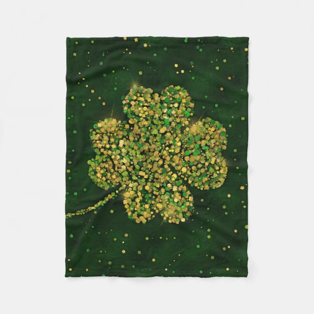 Irish Kleeblatt Four-leaf Lucky Clover Fleecedecke (Vorderseite)