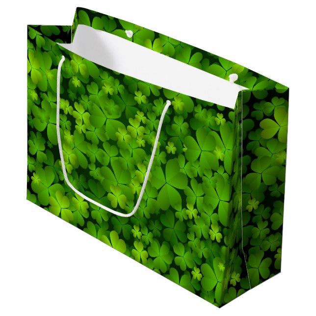 Irish Kleeblatt Geschenkartikel Große Geschenktüte (Vorderseite Schrägansicht)