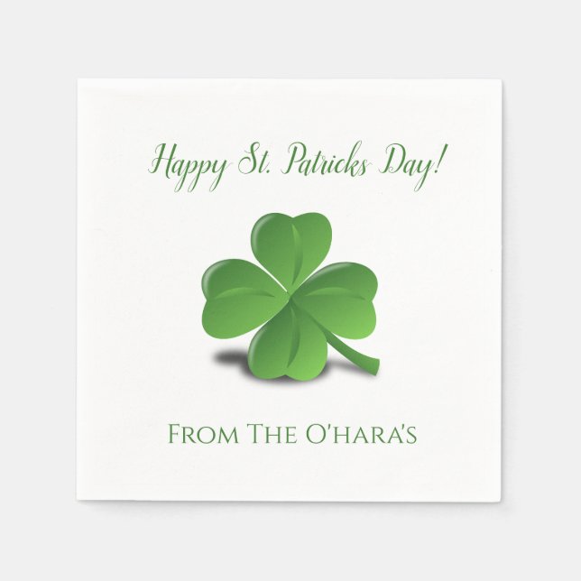 Irish Kleeblatt Happy St. Patrick's Day Napkins Serviette (Vorderseite)