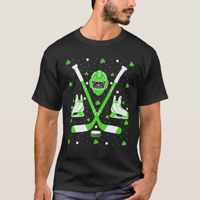 Irish Kleeblatt Ice Hockey Lover St. Patrick's Day T-Shirt (Vorderseite)