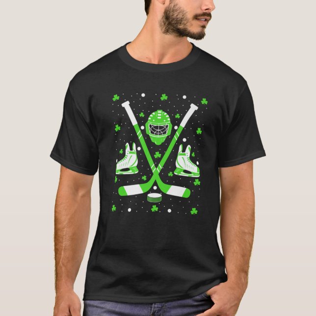 Irish Kleeblatt Ice Hockey Lover St. Patrick's Day T-Shirt (Vorderseite)