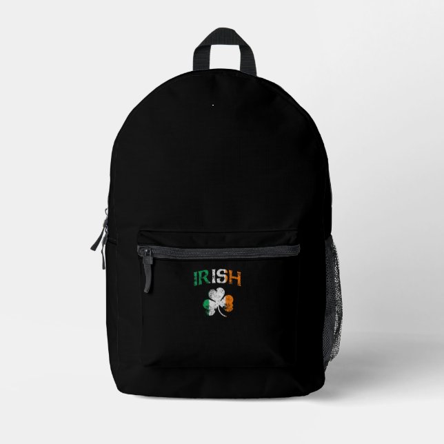 Irish Kleeblatt Ireland Flag St Patricks Day Vinta Bedruckter Rucksack (Vorderseite)
