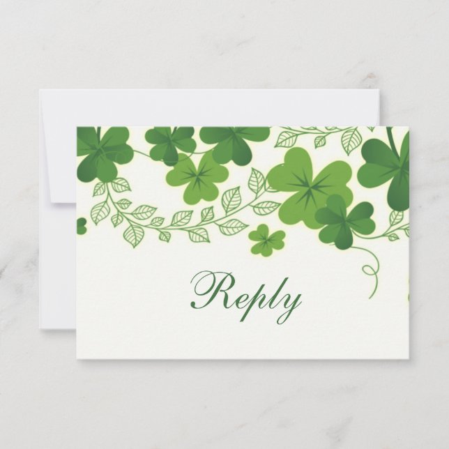 Irish Kleeblatt (Kleber) Wedding RSVP Karte (Vorderseite)