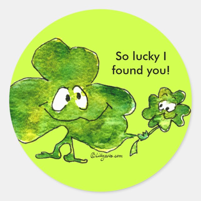 Irish Kleeblatt Luck Cartoon Sticker (Vorderseite)