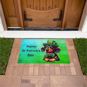 Irish Kleeblatt Lucky Dackel Dog Patricks Day Fußmatte