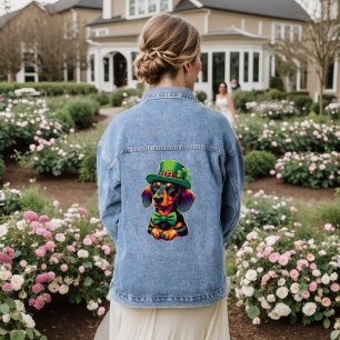 Irish Kleeblatt Lucky Dackel Dog Patricks Day Jeansjacke
