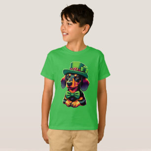 Irish Kleeblatt Lucky Dackel Dog Patricks Day T-Shirt