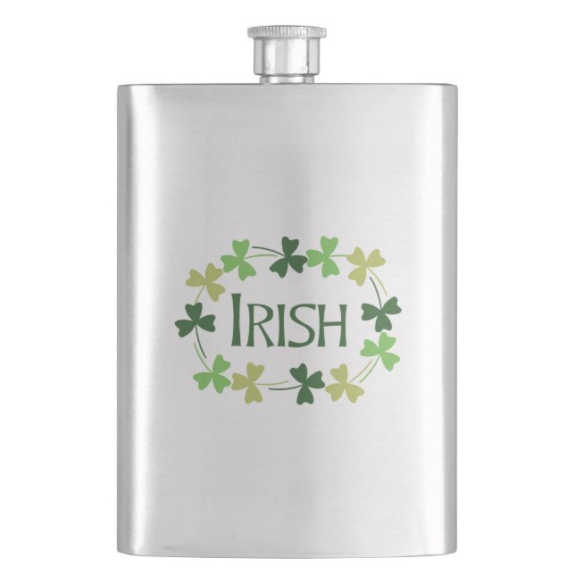 Irish Kleeblatt Oval Flachmann (Vorderseite)