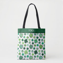 Irish Kleeblatt Pattern Triple Monogram Tasche
