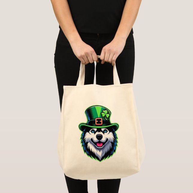 Irish Kleeblatt Siberian Husky Dog St Patricks Day Tragetasche (Vorderseite (Produkt))