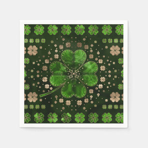 Irish Kleeblatt Vierblatt Klee Malachit und Gold Serviette
