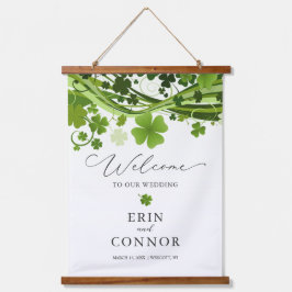 Irish Kleeblatt Wedding Welcome Sign Wandteppich Mit Holzrahmen