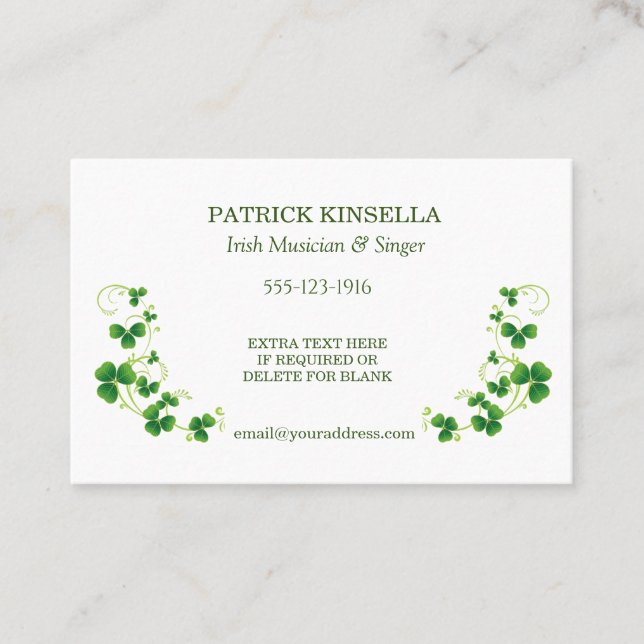 Irish Kleeblatts Business Card Visitenkarte (Vorderseite)
