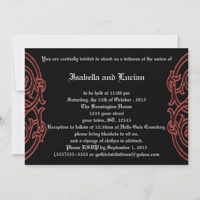 Irish Knots with Poetry Goth Wedding Einladungen (Vorderseite)