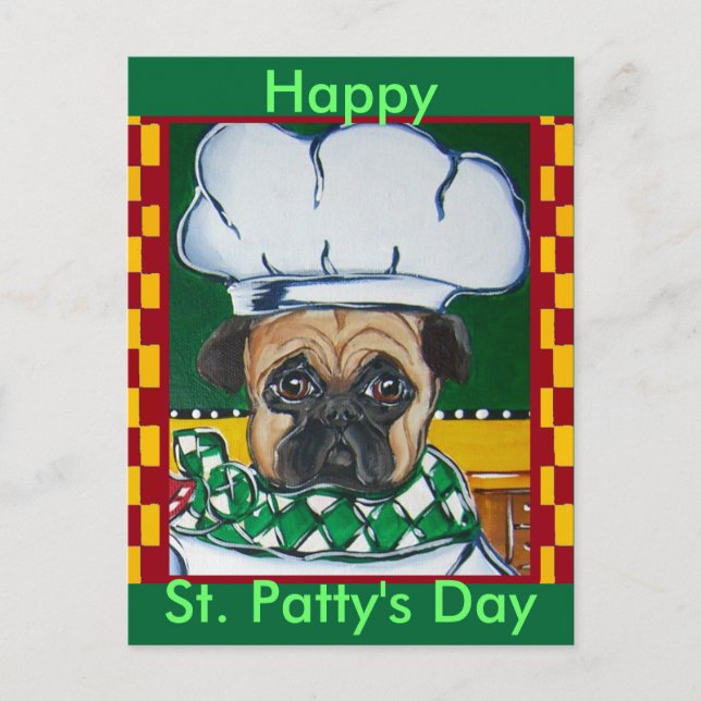 Irish Koch Mops Postkarte (Vorderseite)